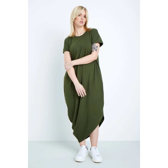 Universal Standard Geneva Dress Womens M Olive Green NWD Boho Casual Comfortable - Picture 1 of 16